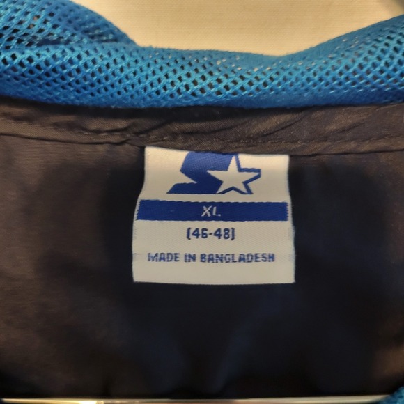 Y2K Retro Starter Wind Breaker Jacket Coat Cobalt Blue Colorblock Zip Logo Sz XL - Picture 2 of 5
